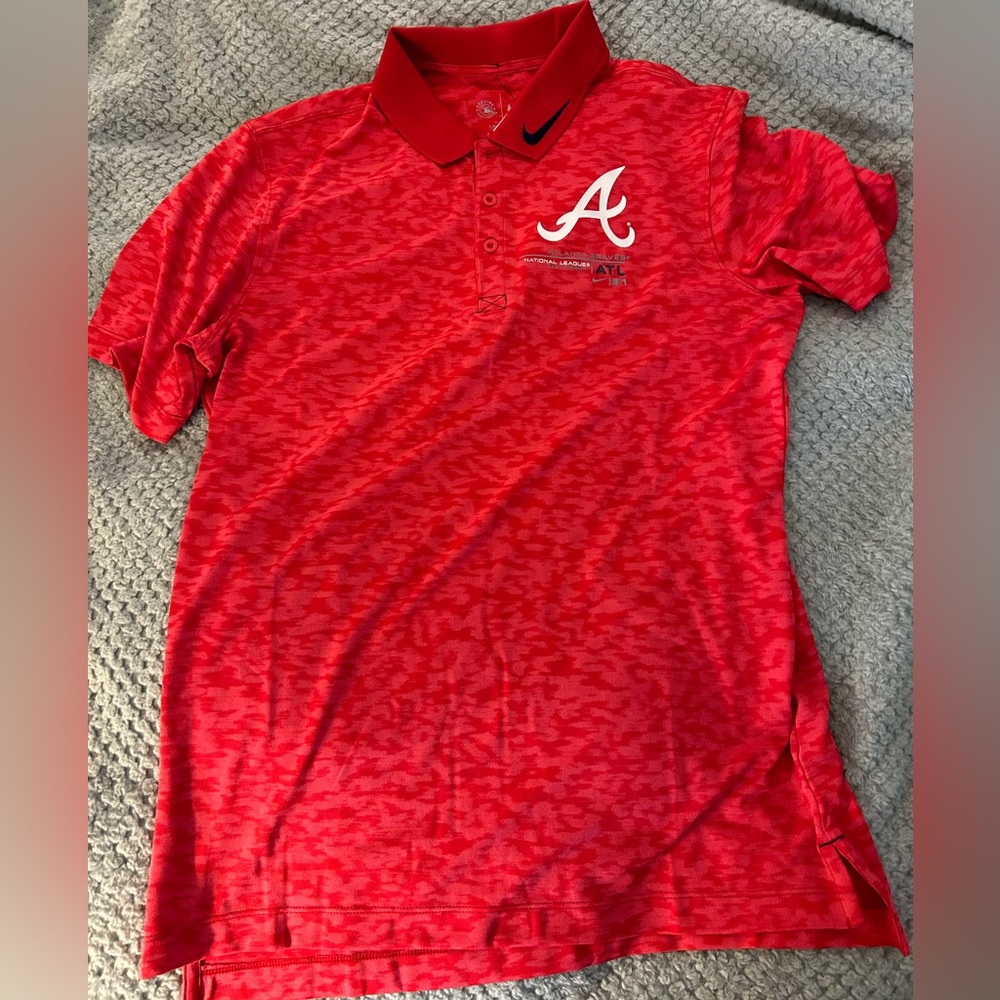 NEW Atlanta Braves Nike Dri-Fit Red Polo Men’s Size Small - NWT - $70 Retail